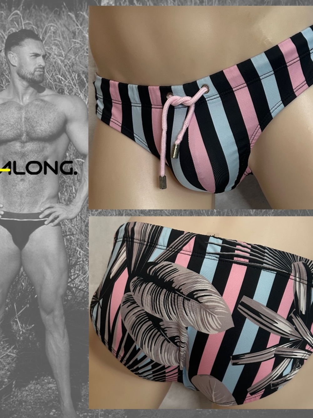 Along Pouch Swimsuit Medium 30-36" waist Gently worn Nyon/spandex no fabric tag